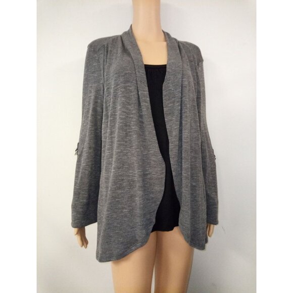 Studio Works Black Grey Cardigan Shirt Scarf Set Size Small - Picture 5 of 15